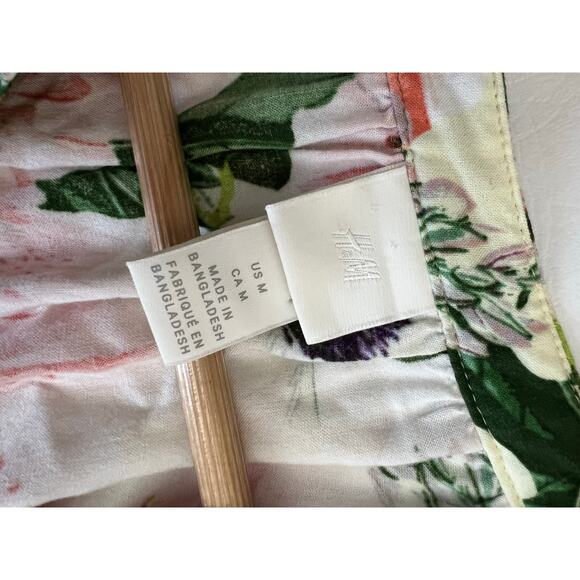 H&M floral tropical button up‎ tunic dress size medium Travel Vacation - Picture 2 of 7